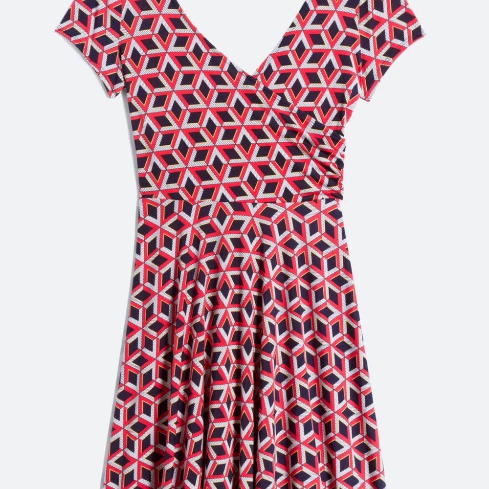 Kaileigh Red and Black Geometric Dress